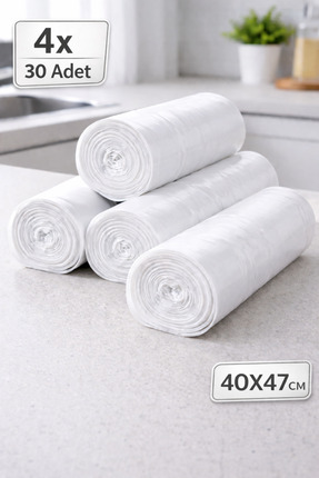 nex pack Mini Boy 40x47CM ŞEFFAF MİNİ BOY ÇÖP POŞETİ 4X30 ADET, Yıldız Kesim,...