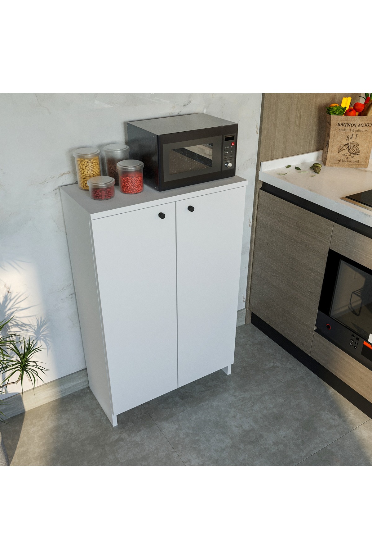 Morpanya Kitchen 2 Kapak 4 Raf Mutfak Düzenleyici Dolap Kahve