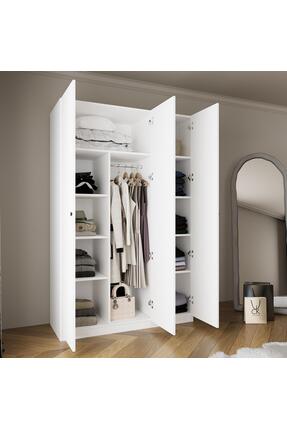 Bimossa KB4040 GOSS 135 cm Modern Beyaz Kapaklı Gardırop,3 Kapaklı,Boy Askılı...