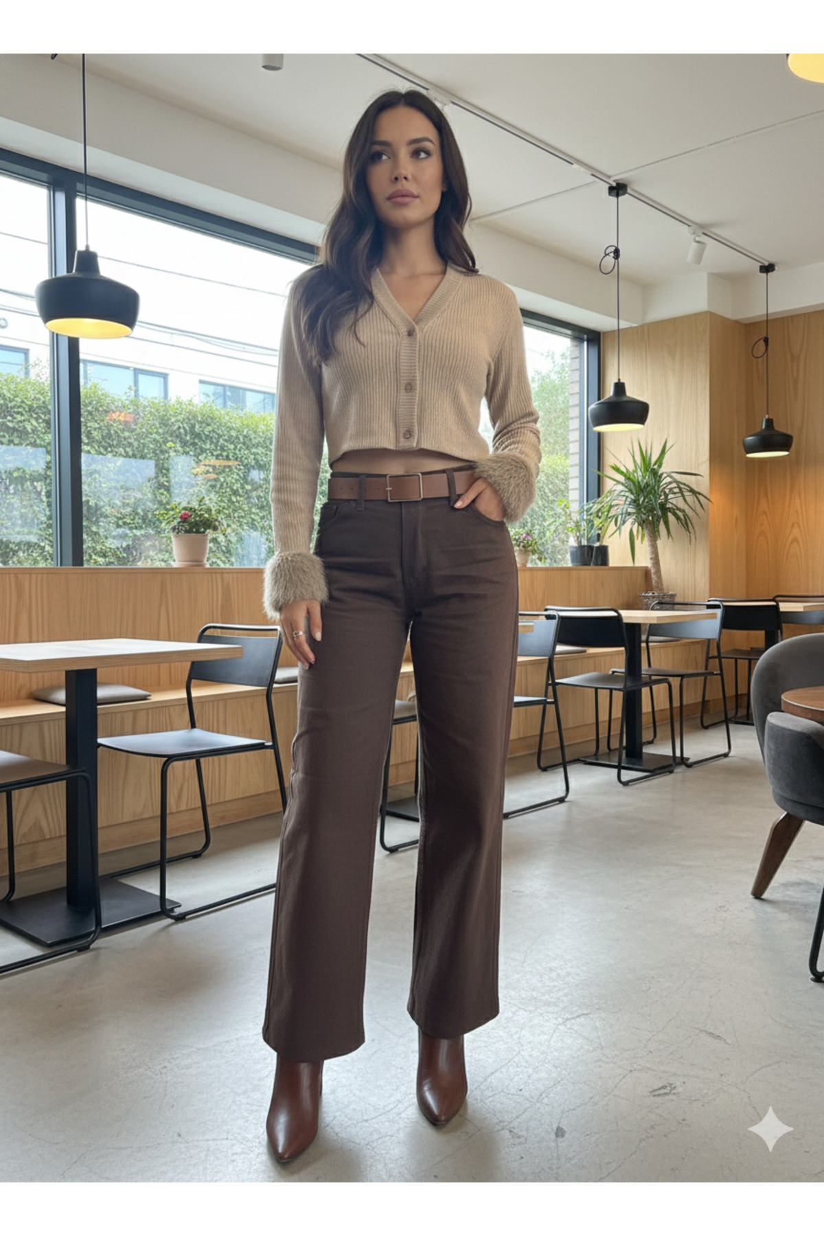 OkyanusKatre Kahverengi Palozzo Pantolon