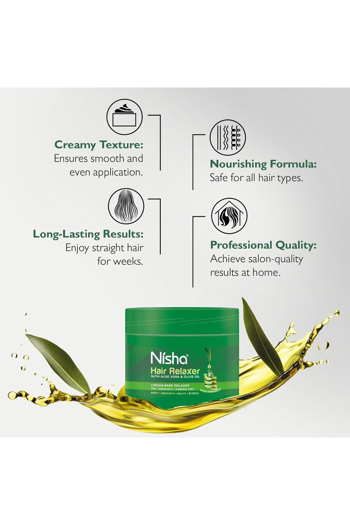 Kıvırcık Saçlar İçin Saç Düzleştirici Aloe Vera ve Zeytinyağı İçerikli 500g Dirençli/Kalın Saçlarda — relax500g — تصویر 4 از 8
