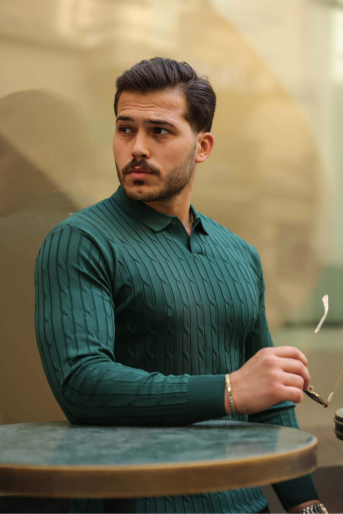 viyamen Örgü Desen Fit Yakalı Triko Erkek Kazak görsel 7