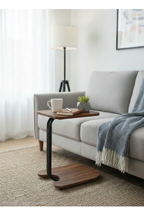 MASALCI MOBİLYA -C TEKERLEKLİ ZİGON SEHPA (SİYAH AYAK, BOROK KOYU CEVİZ)