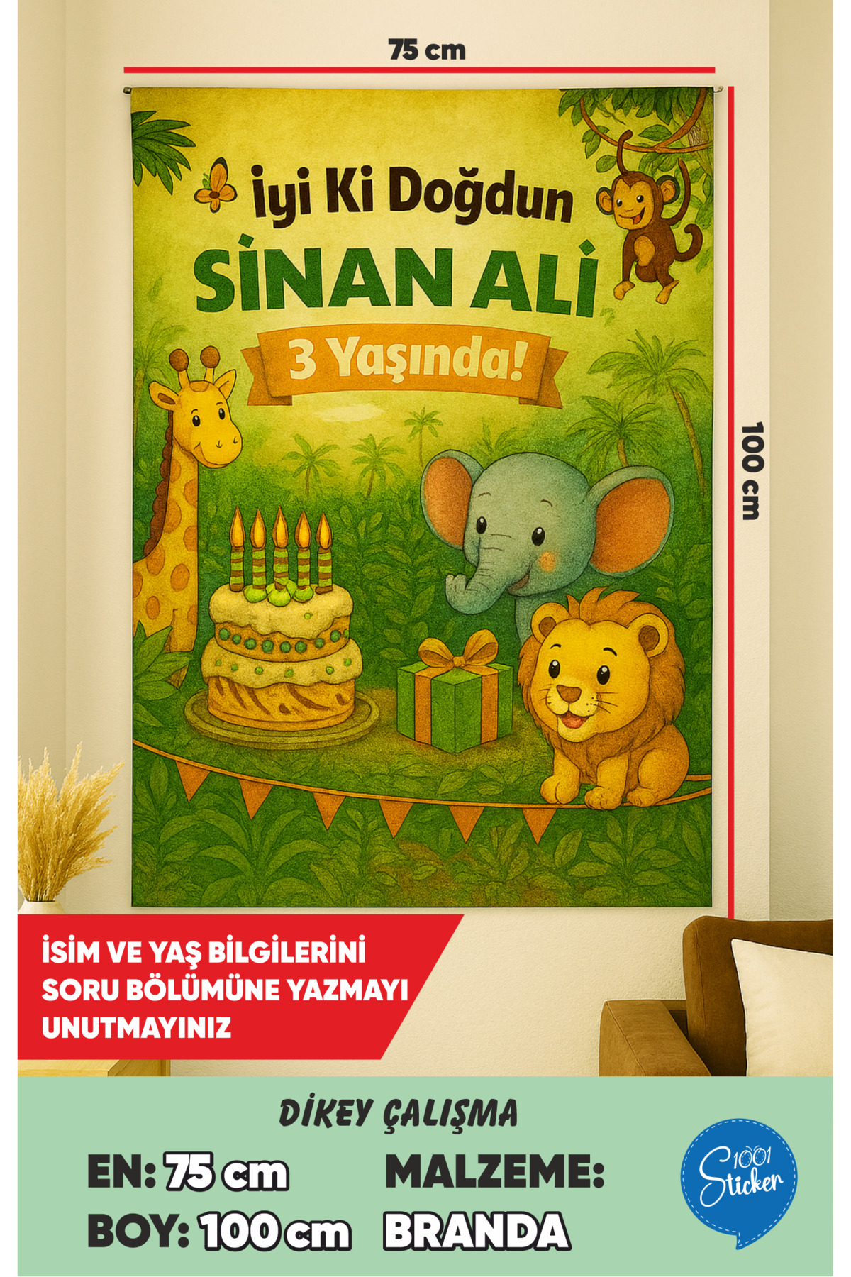 1001 sticker ORMAN TEMALI DOĞUM GÜNÜ BRANDA AFİŞİ