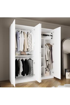 Bimossa KC4040 GOSS 180cm Modern Beyaz Kapaklı Gardırop,4Kapaklı,3Askılı,Yükl...