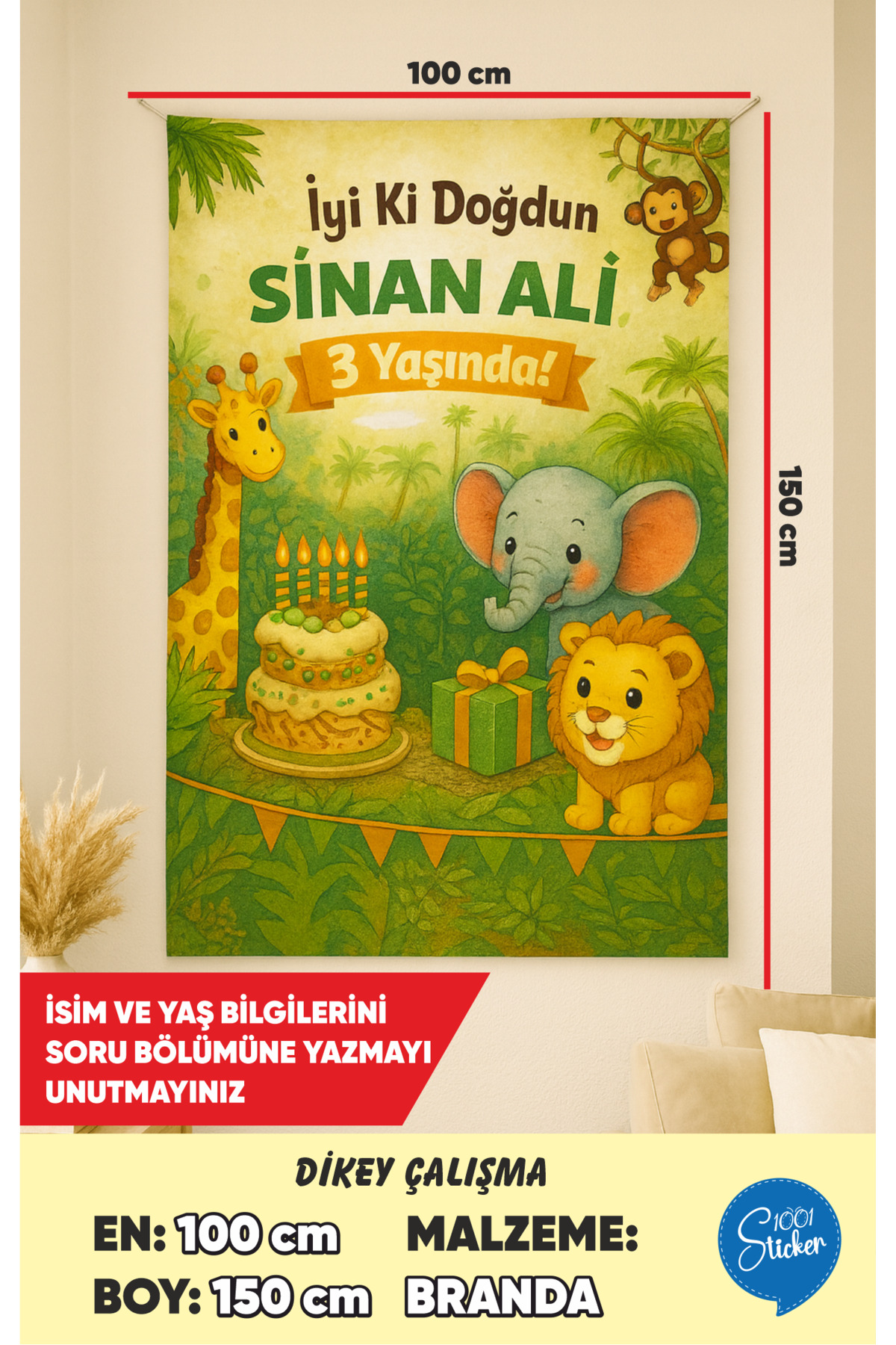 1001 sticker ORMAN TEMALI DOĞUM GÜNÜ BRANDA AFİŞİ