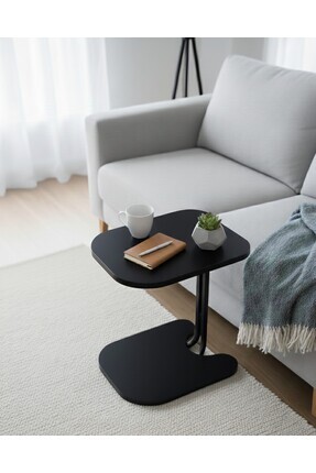 MASALCI MOBİLYA -C TEKERLEKLİ ZİGON SEHPA (SİYAH AYAK SİYAH AHŞAP)