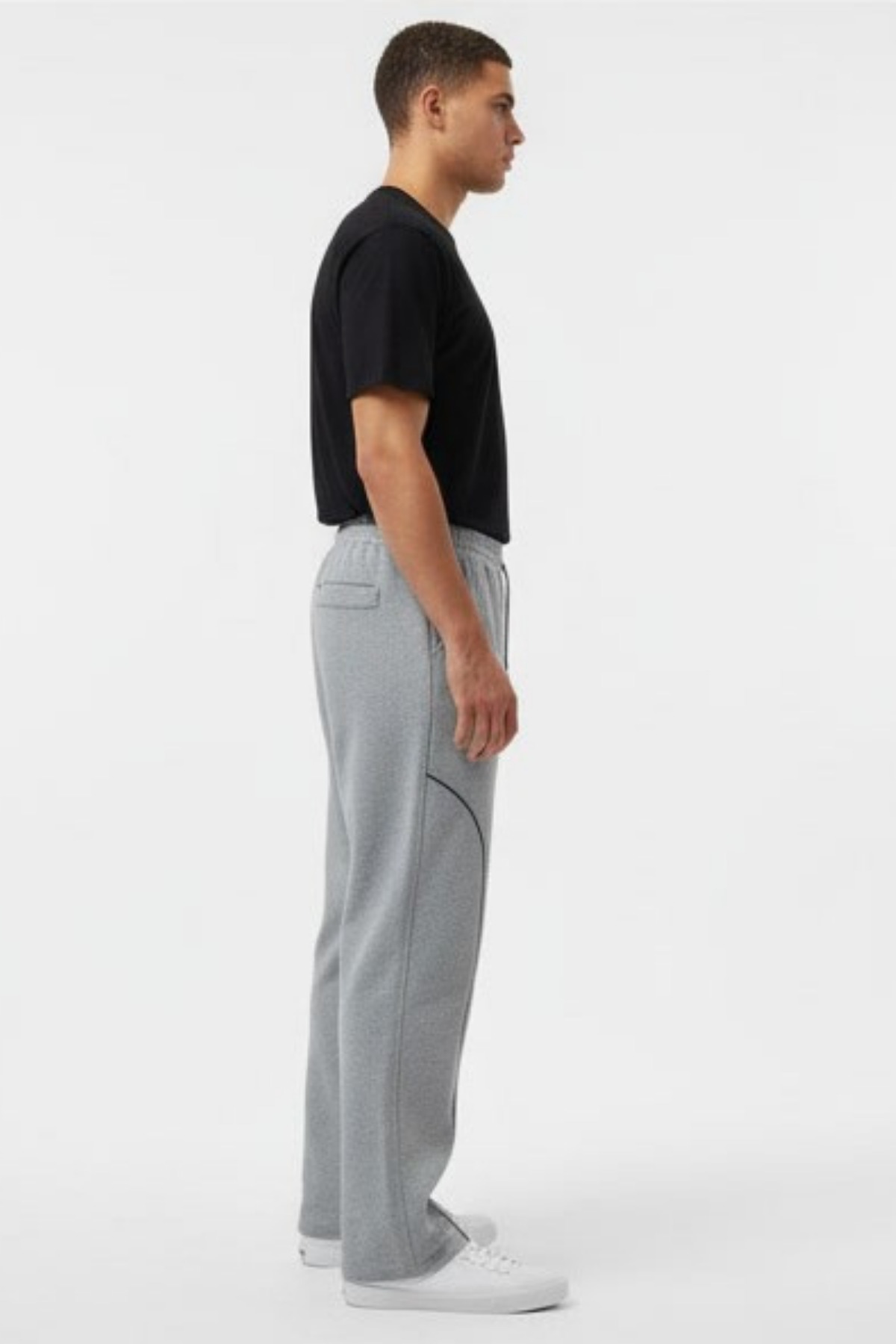 بنطال رياضي رجالي فضفاض تفاصيل أسطوانية بخصر مطاطي...