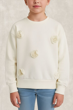 Kikka Ekru, Tül Detaylı Sweatshirt