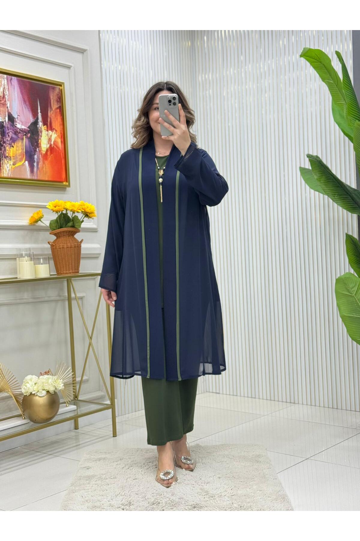 Modam Bella Büyük Beden Biyeli Üçlü Takım