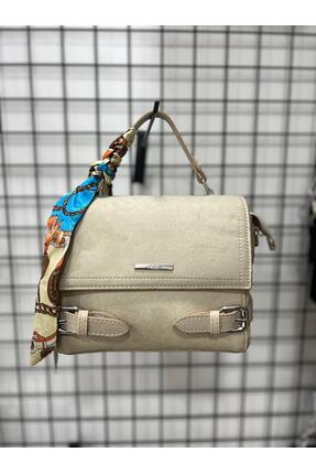 YAKUT ŞAL BİJUTERİ Kadın Omuz & El Çantası – Süet Görünümlü, Fular Detaylı, G...