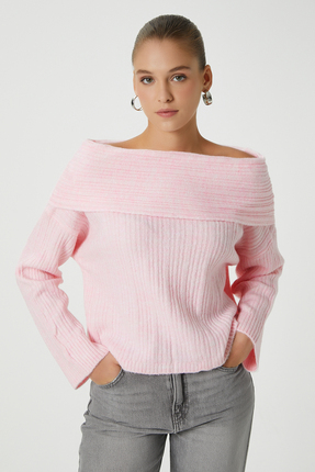 Ritnice Kadın Perla Grade Pembe Yumuşak Triko Kazak