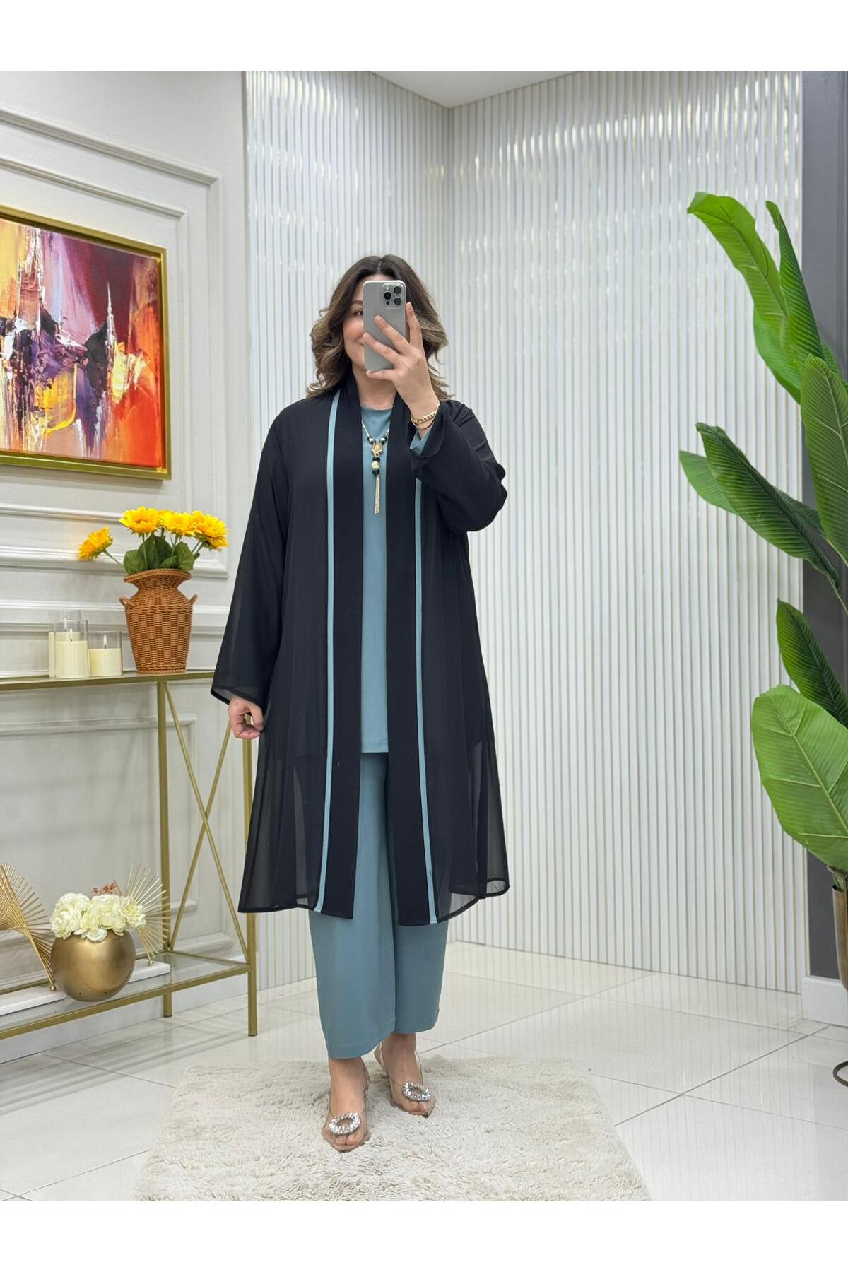 Modam Bella Büyük Beden Biyeli Üçlü Takım