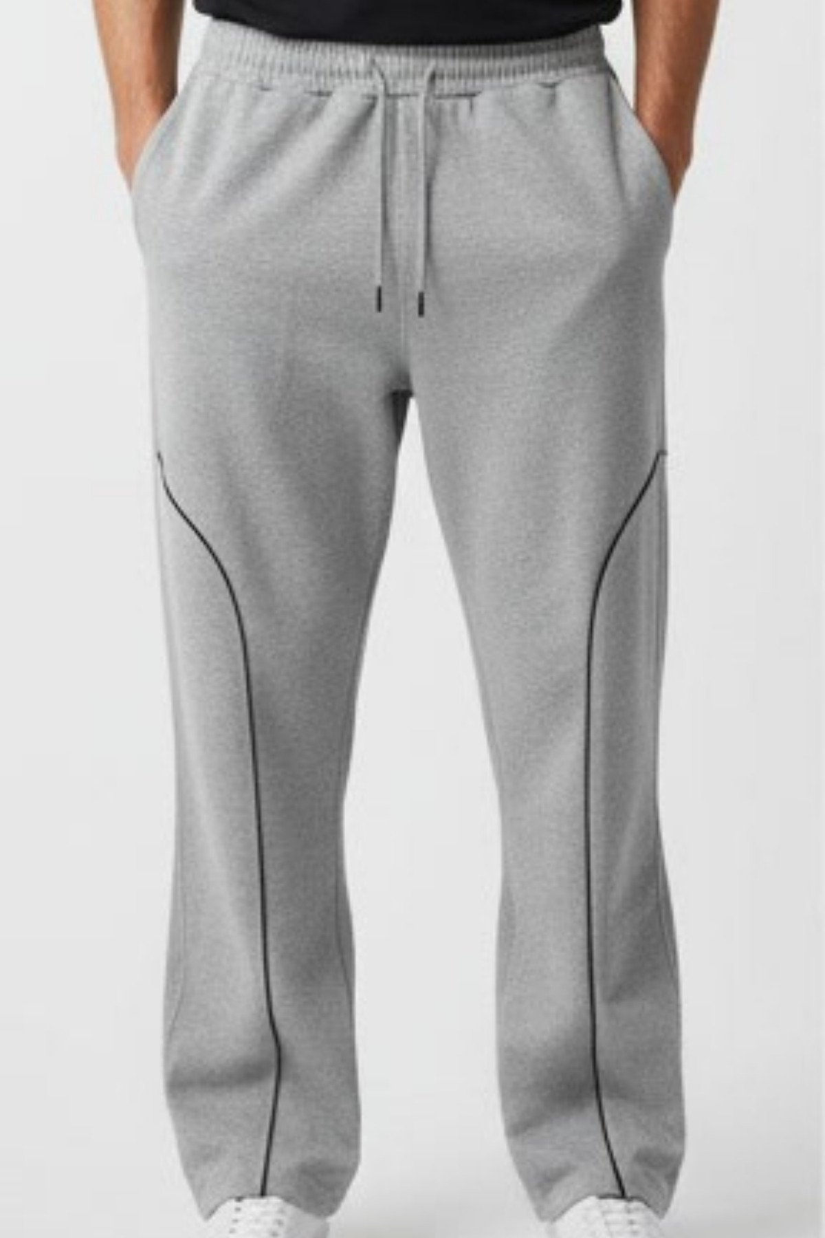 بنطال رياضي رجالي فضفاض تفاصيل أسطوانية بخصر مطاطي...