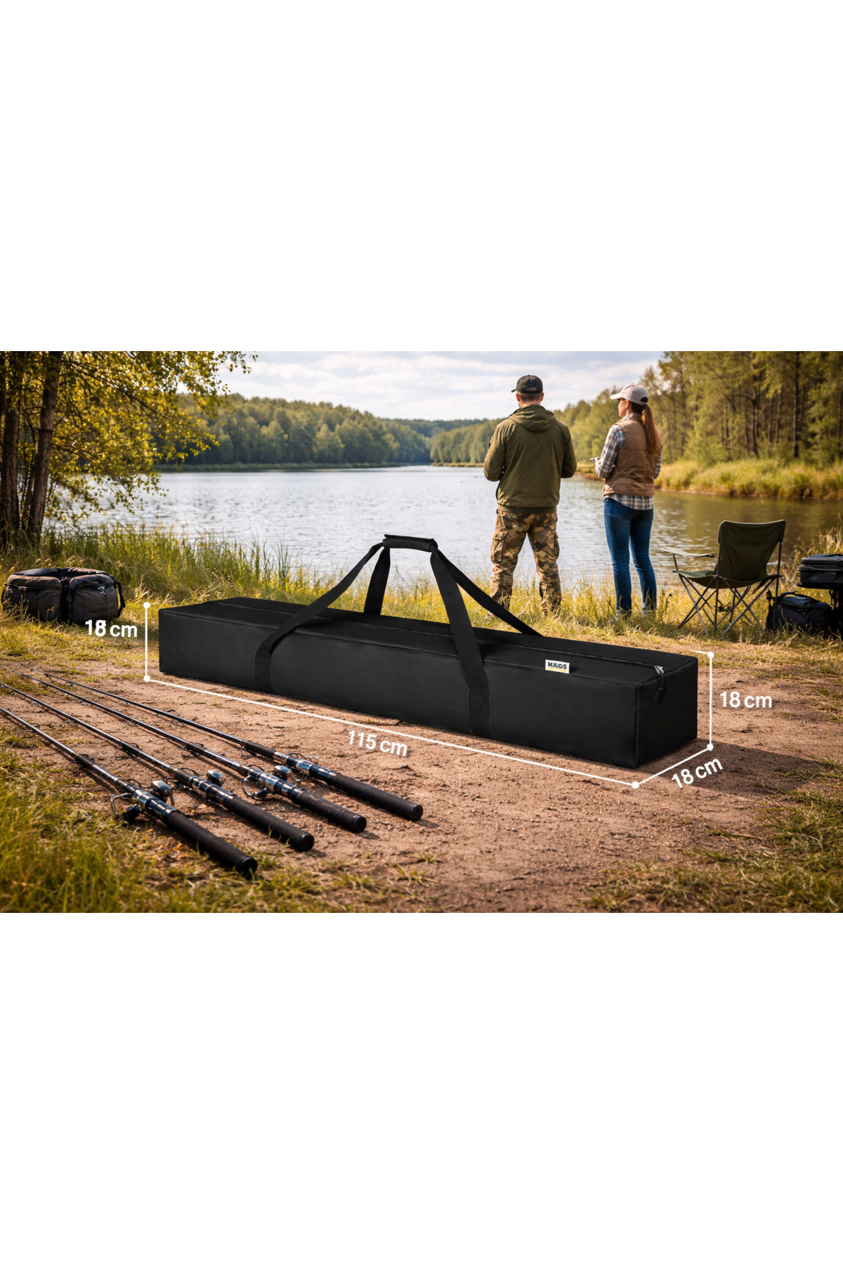HAEGS Taşıma Çantası, İnce Uzun Çok Amaçlı Alet Tripod Olta Çantası 35L (115 x 18 x 18 cm) Siyah görsel 3