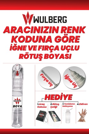 Wulberg Oto Boya Koduna Göre Rötuş Boyası - 25 ml, İğne Başlıklı - Rötuş Çeli...