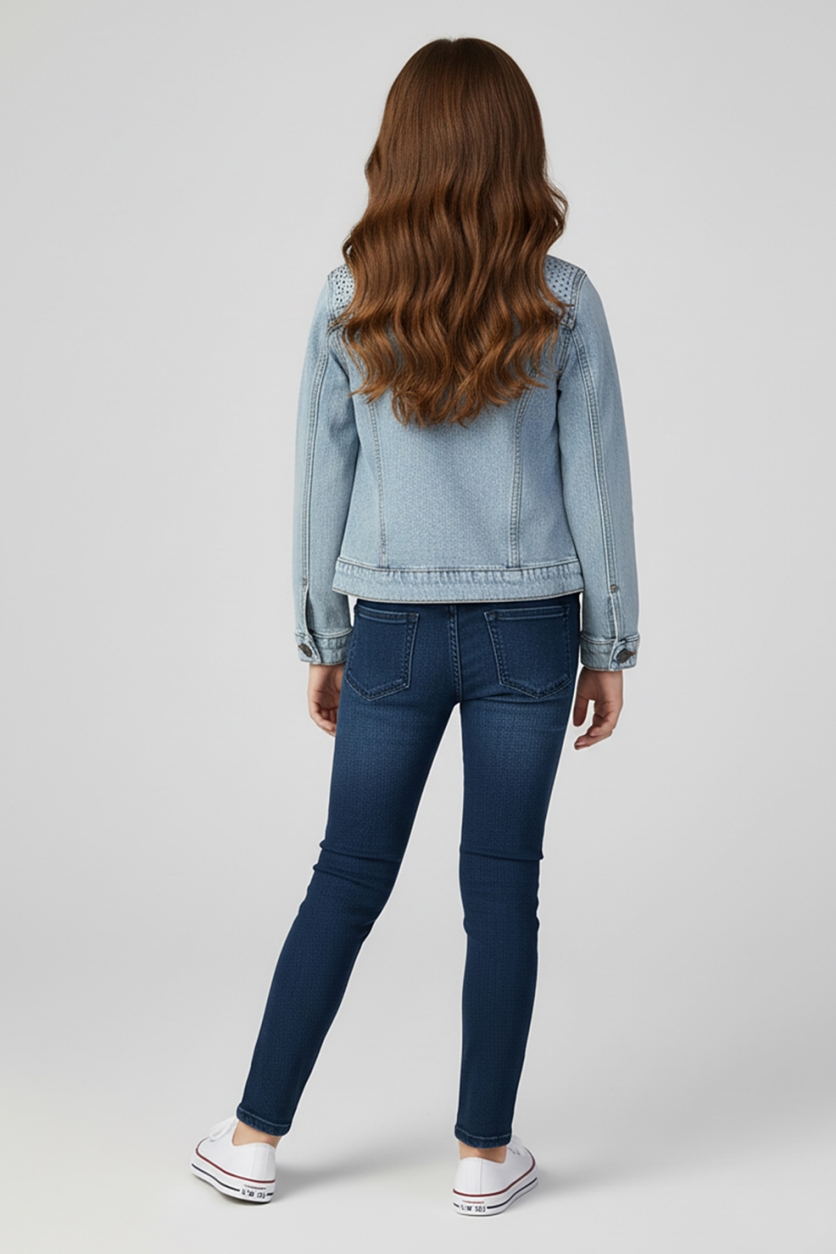 DMB BOYS & GIRLS  kız çocuk taş baskılı pamuklu kot ceket - Görsel 5