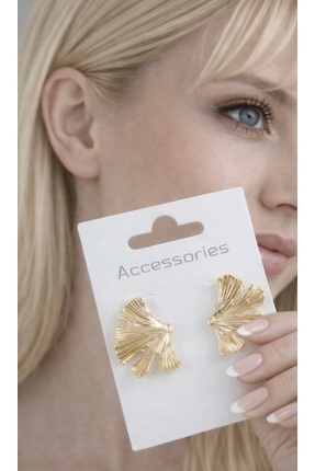 Dropaksesuar Kadın Gold Yaprak Küpe | Şık & Günlük Kullanım | Hafif Tasarım