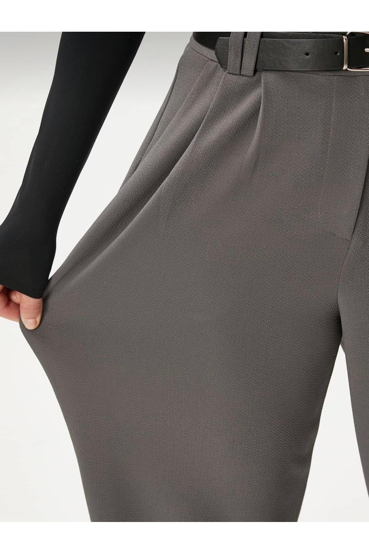 Bibasic  Yüksek Bel Wide Leg kadın Pantolon - Görsel 3