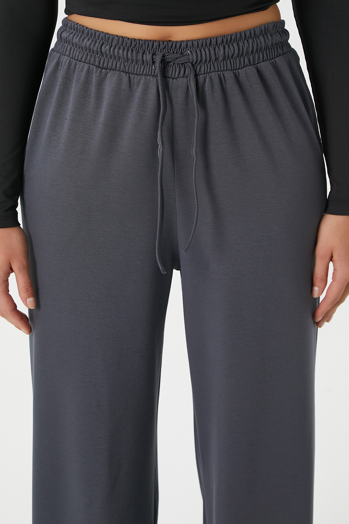 Ritnice  Kadın Modal Select Geniş Paça Antrasit Eşofman Altı - Görsel 4