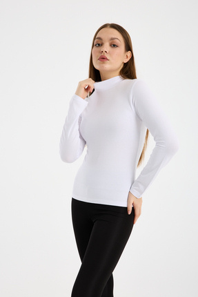 KLC Fashion Kadın beyaz uzun kol body Balıkçı Yaka