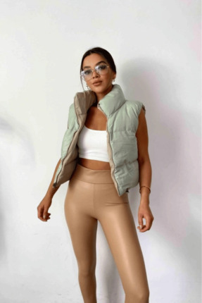 GENİRA Yüksek Bel Düz Parlak Kadın Tayt Esnek Dar Paça Günlük Tayt