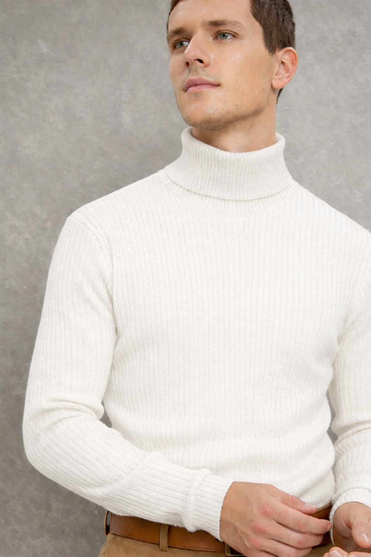 Siyah Beyaz Gri 3lü Erkek Kışlık Balıkçı Yaka Triko Kazak Örme Boğazlı Günlük Giyim