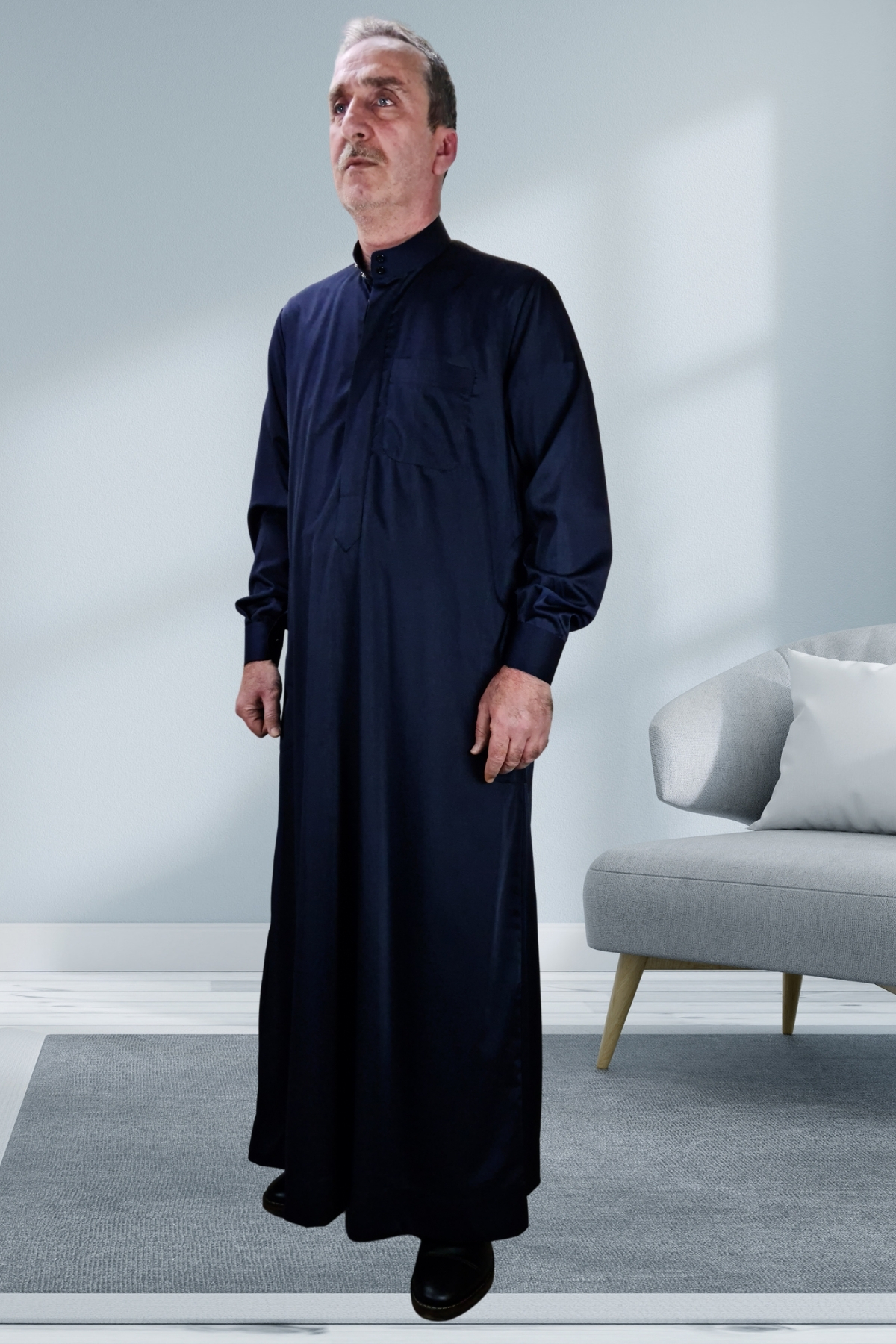 Royal Attire Hac Umre Kıyafetleri/ön Düğmeler Gizli Ve Uzun Kollu Düğmeli Cepli/Namaz Cübbesi/erkek Fistan