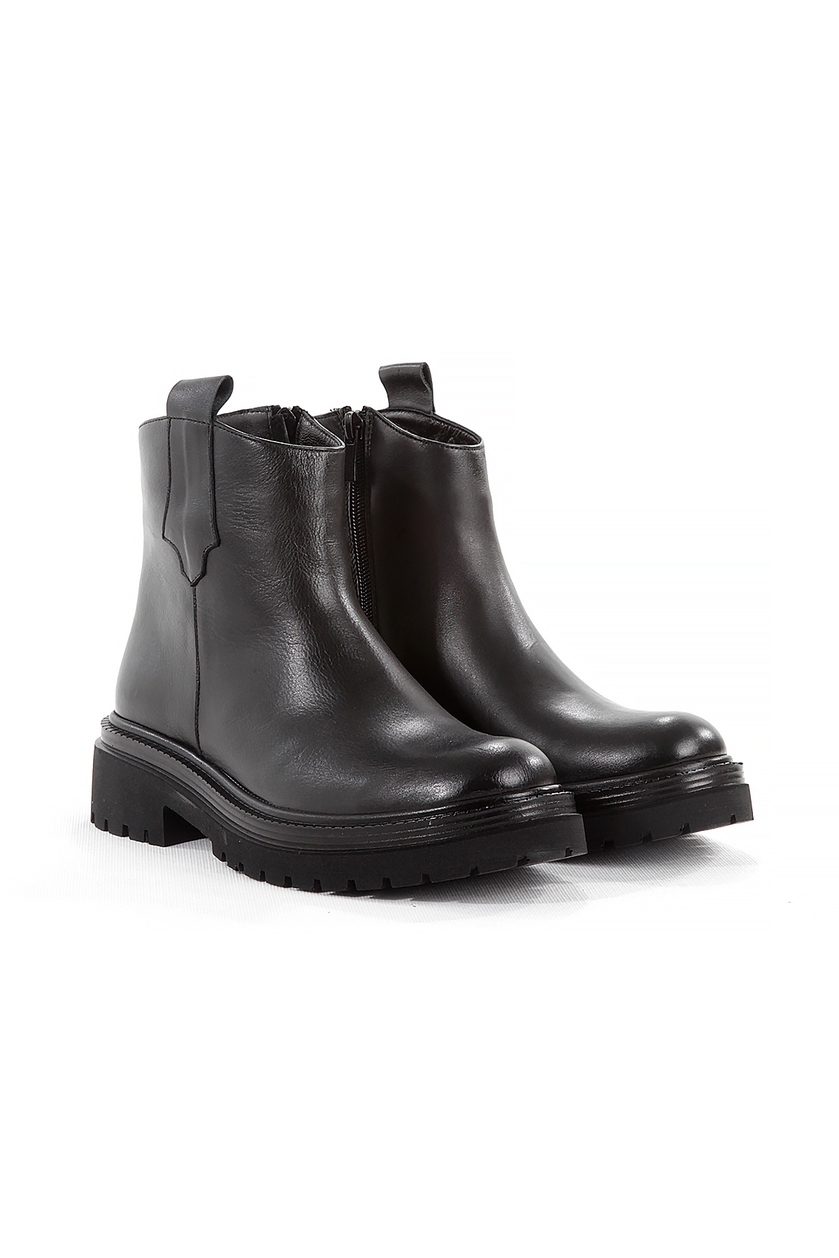 SHOES Zipper Detailed Genuine Leather Black Skin Casual Stylish Casual Women's Boots