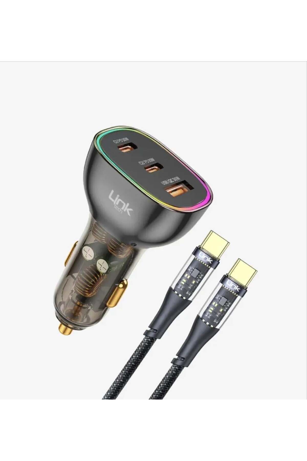 Linktech C508 80w 2xpd 30 20w Usb Araç Içi Type-c Şarj Aleti