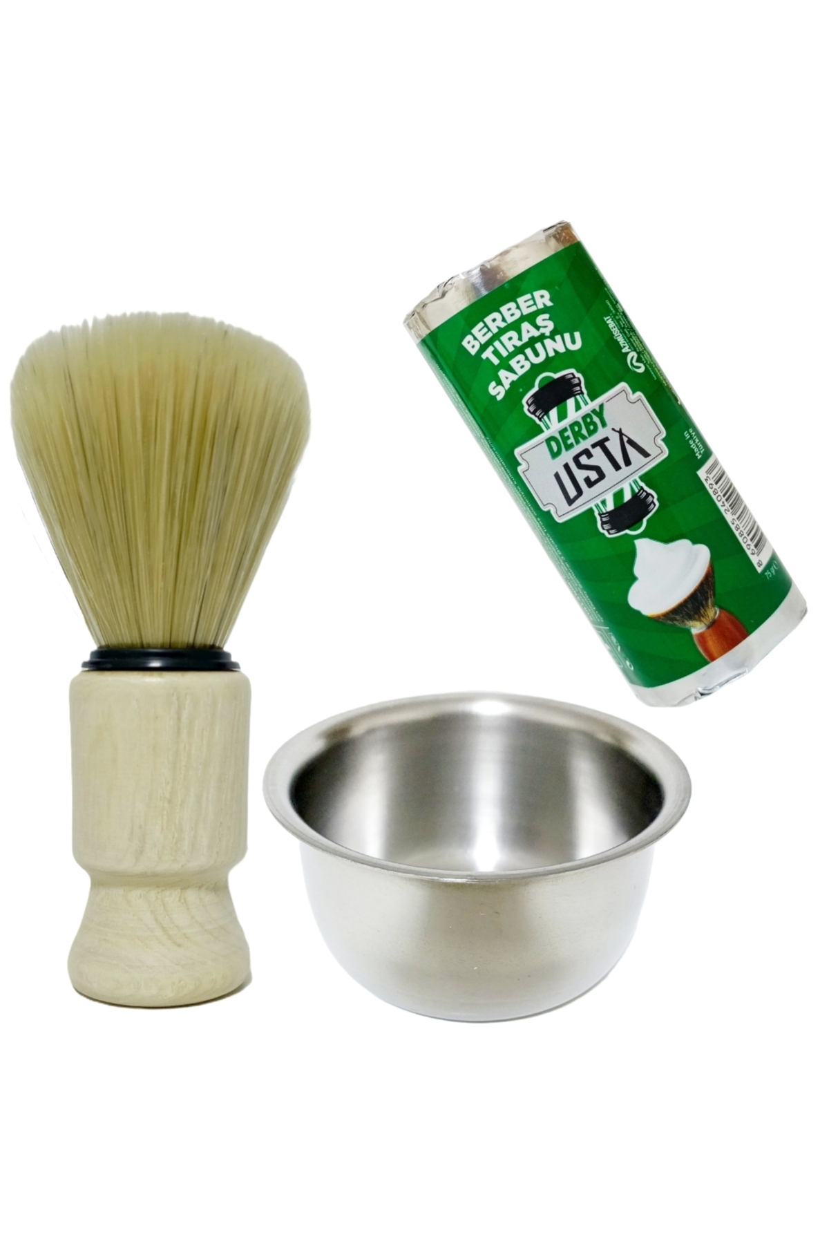 atamanstore Klasik Tıraş Seti | Ahşap Saplı Sakal Tıraş Fırçası | Paslanmaz Çelik Tıraş Tası | Tıraş Sabunu S-2