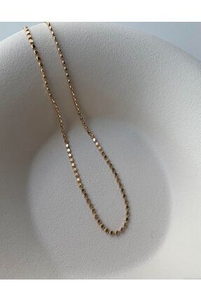 ELOA AKSESUAR Üst Kalite 14K Altın Kaplama Pul Ezme Zincir Kolye