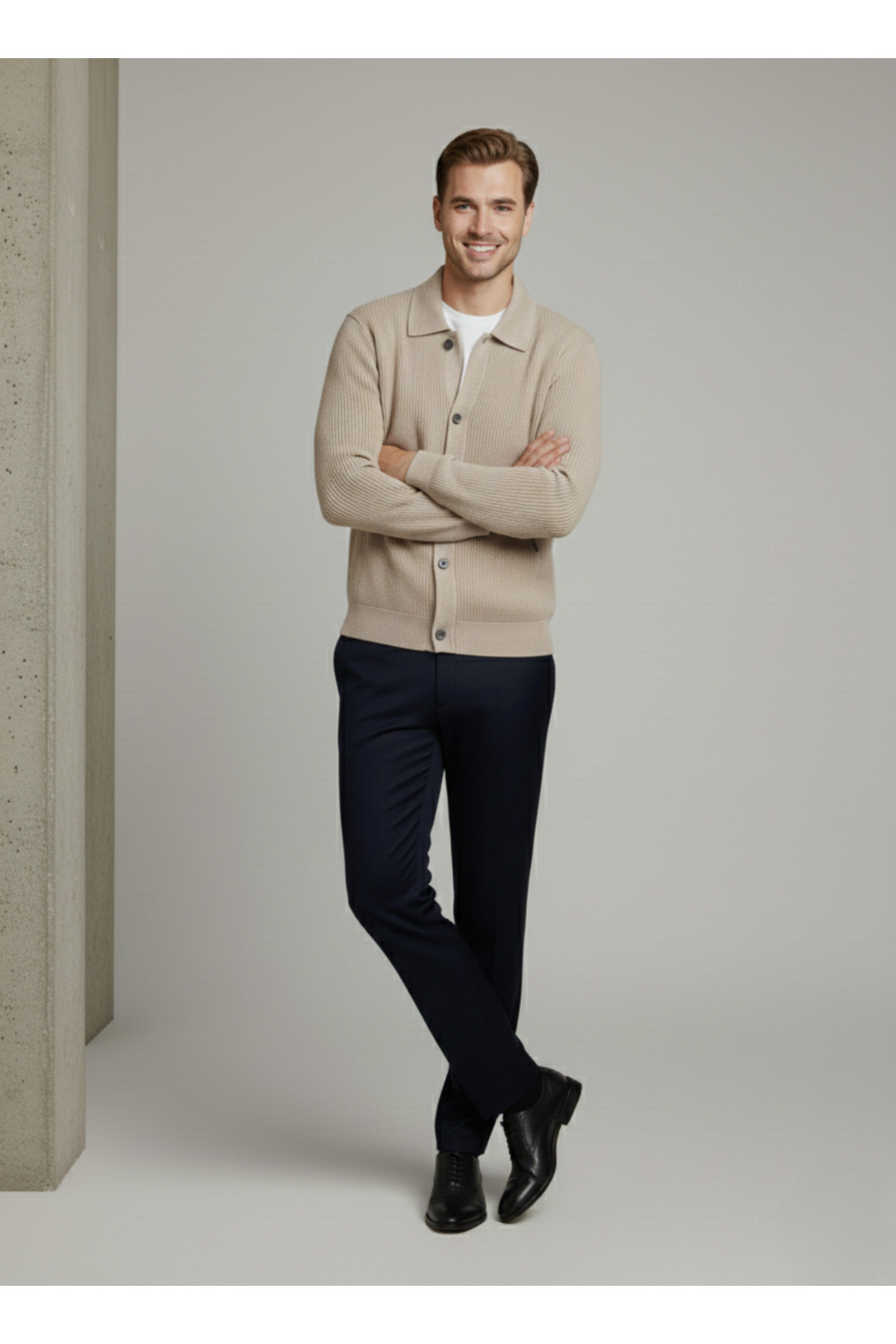 Ewarro  Erkek Düğmeli Triko Ceket - Görsel 4