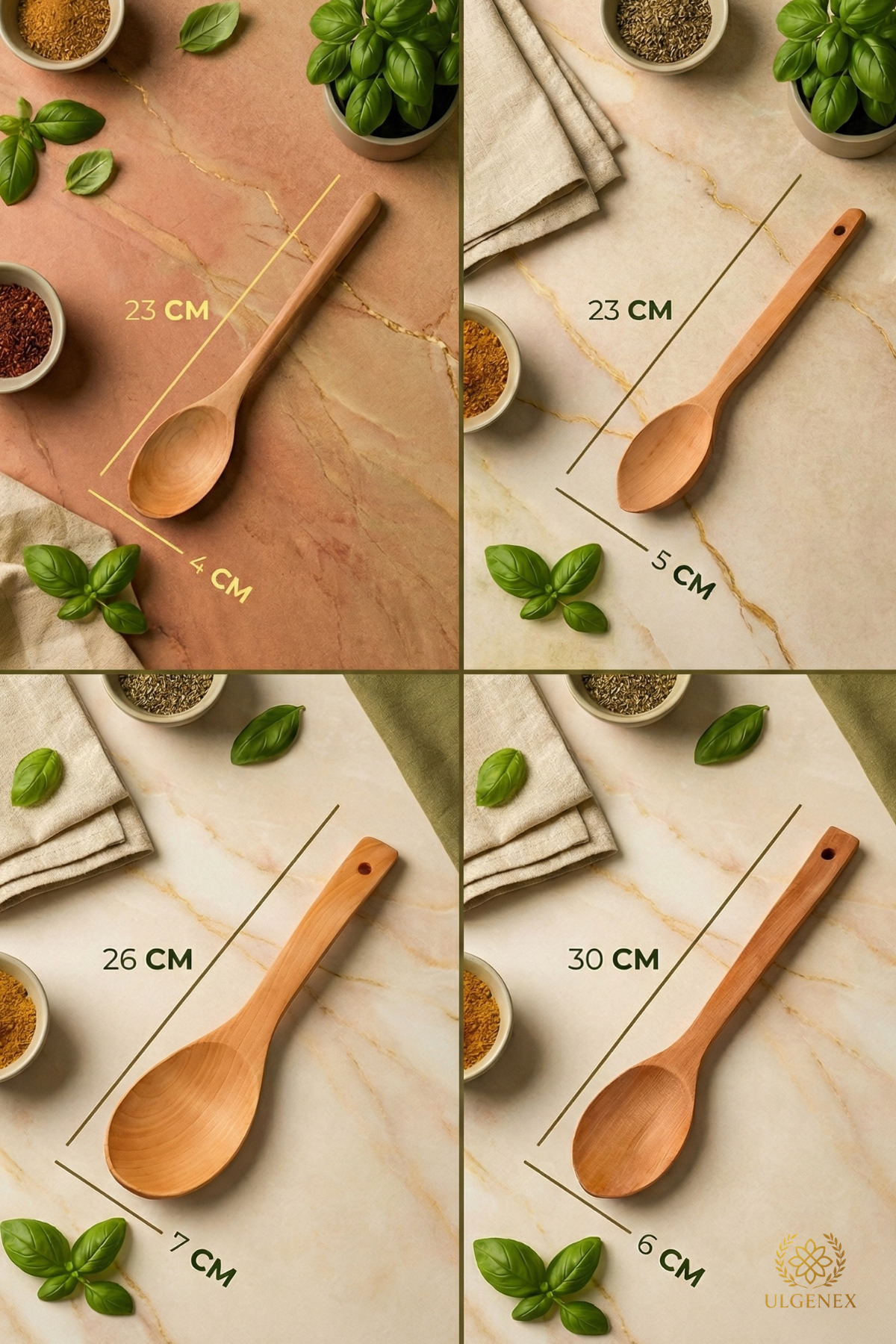 Ulgenex 4'lü Premium Bambu Tahta Kaşık Seti, Ahşap Pilav, Sos, Servis ve Mama Kaşığı Mutfak Seti fotoğrafı 2 (önizleme)