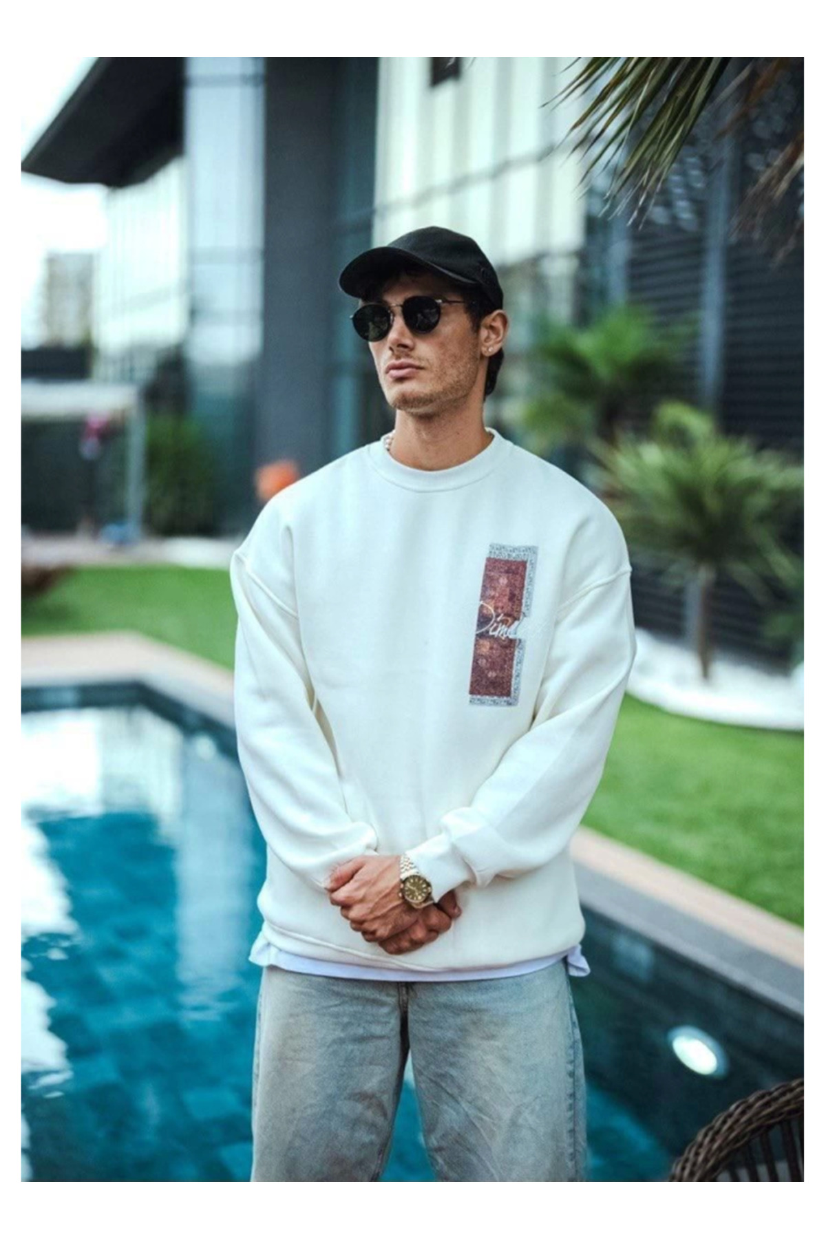 byasafkids Uzun Kol Bisiklet Yaka Ön Ve Arka Baskılı SweatShirt - Beyaz