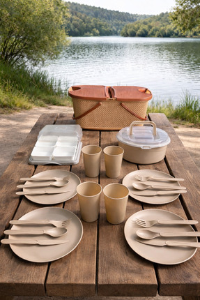 İ&A HOME Piknik Seti | Sepetli Kahvaltı Seti | Outdoor Piknik Takımı