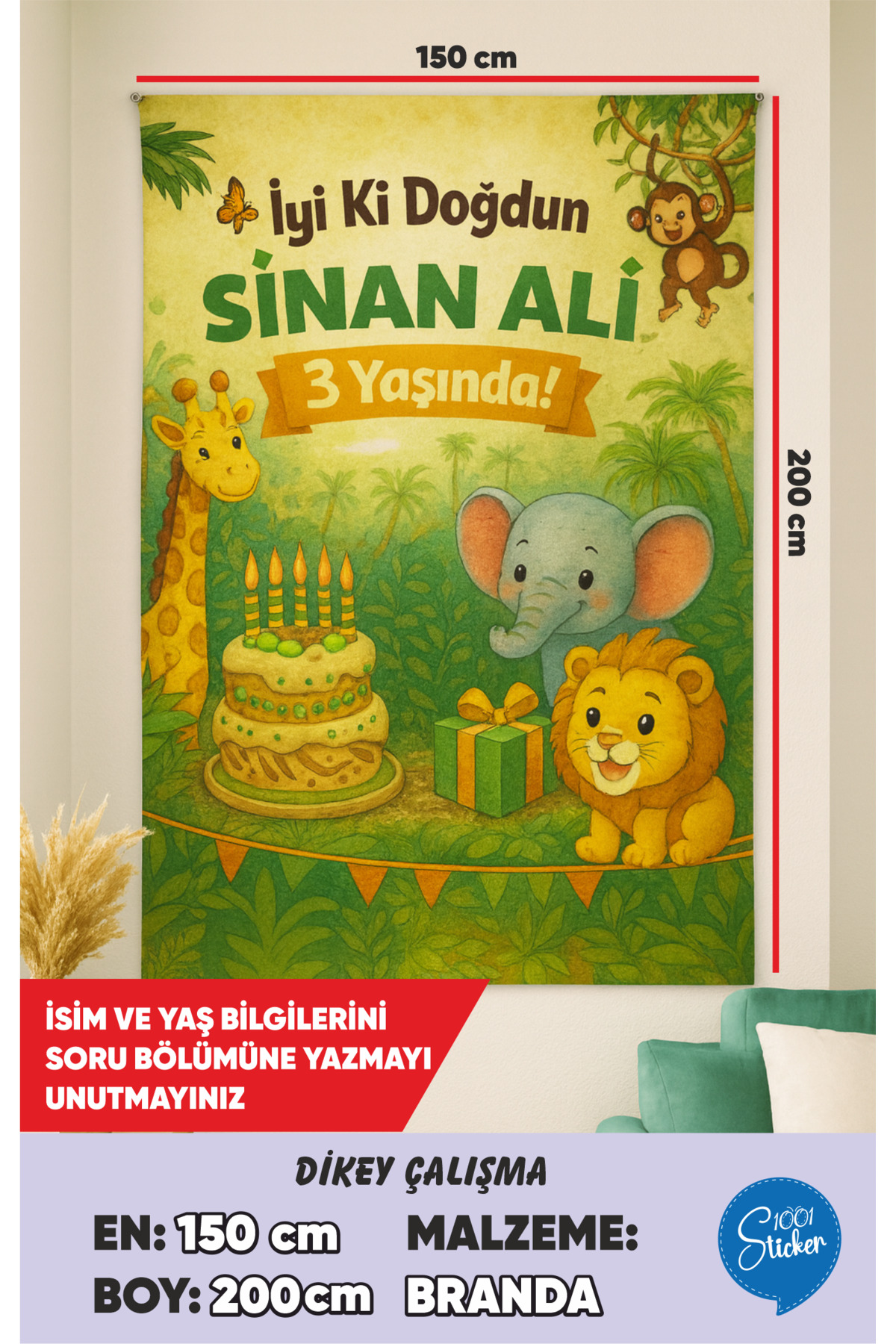 1001 sticker ORMAN TEMALI DOĞUM GÜNÜ BRANDA AFİŞİ