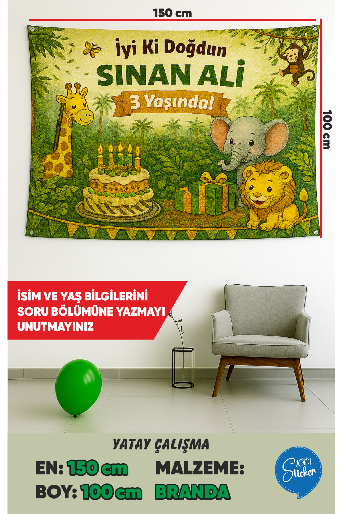 1001 sticker ORMAN TEMALI DOĞUM GÜNÜ BRANDA AFİŞİ