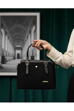 SUYKA BAGS Uzun Askılı 4 Bölmeli Gold Detaylı Omuz ve El Çantası Siyah