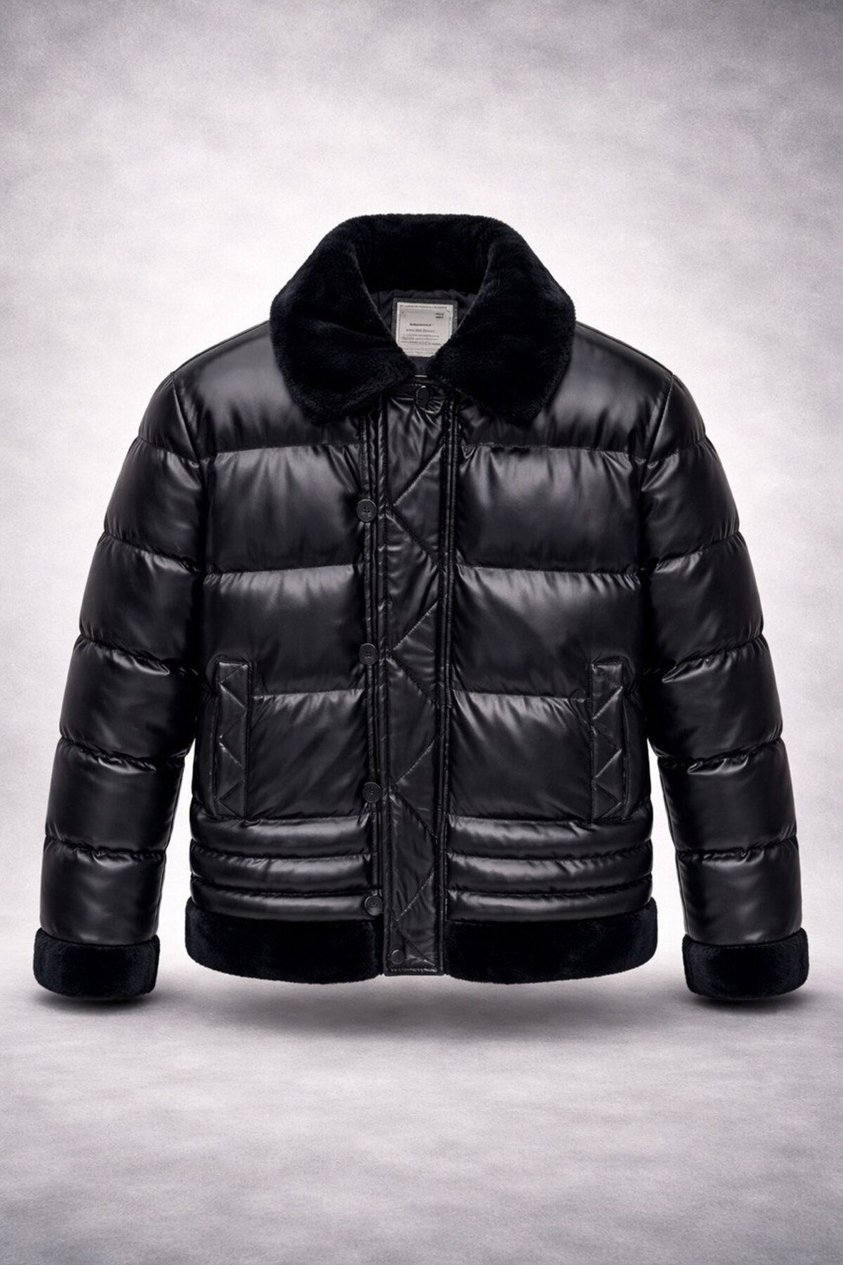 BASEL.CO  Premium Kürklü Düğme Detaylı Şişme Mont