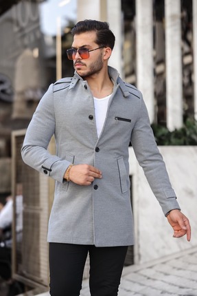 Bermuda Giyim Erkek Açık Gri Kaşe Kaban