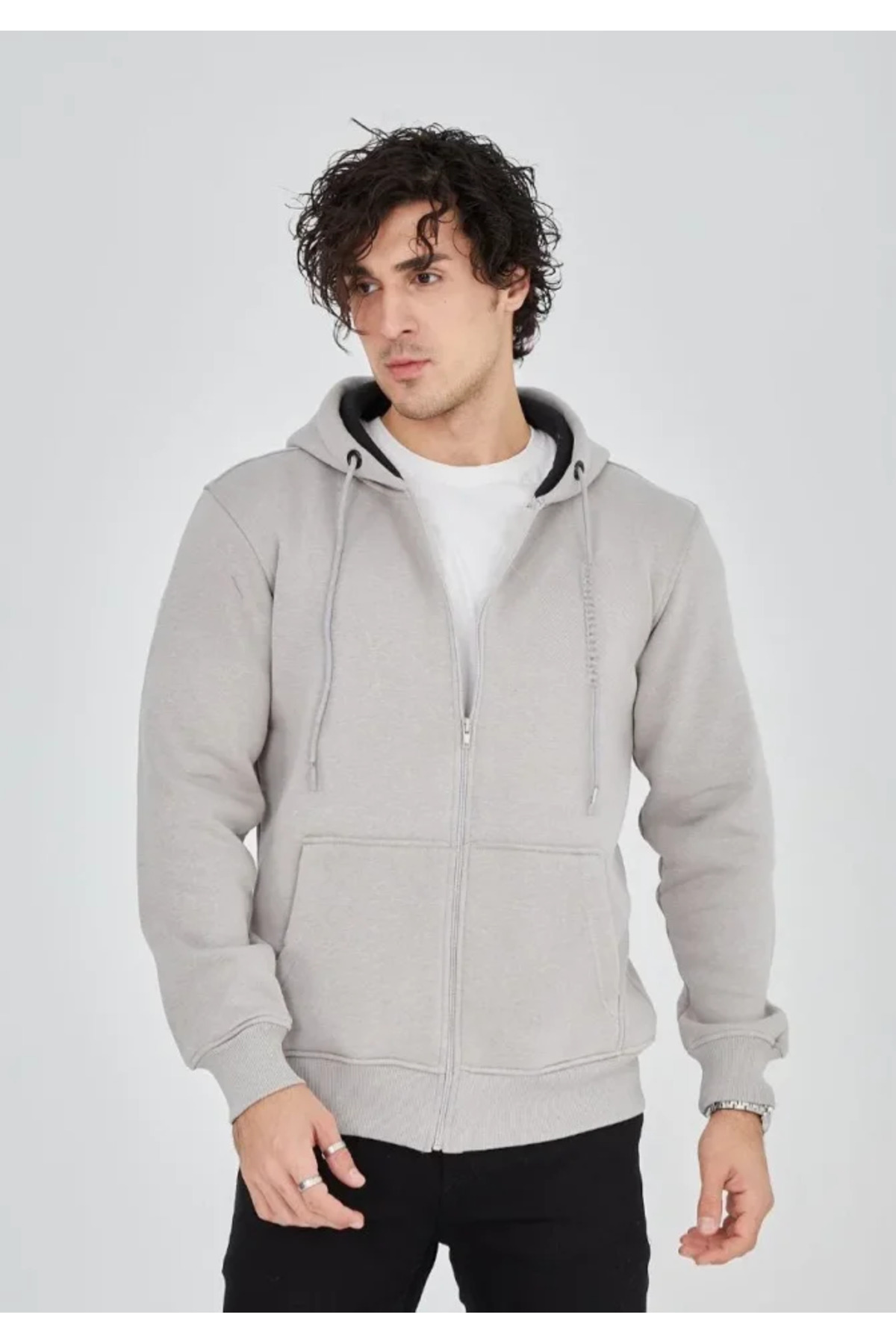 Feylace Unisex Full Zip Hooded Sweatshirt - Painted Gray