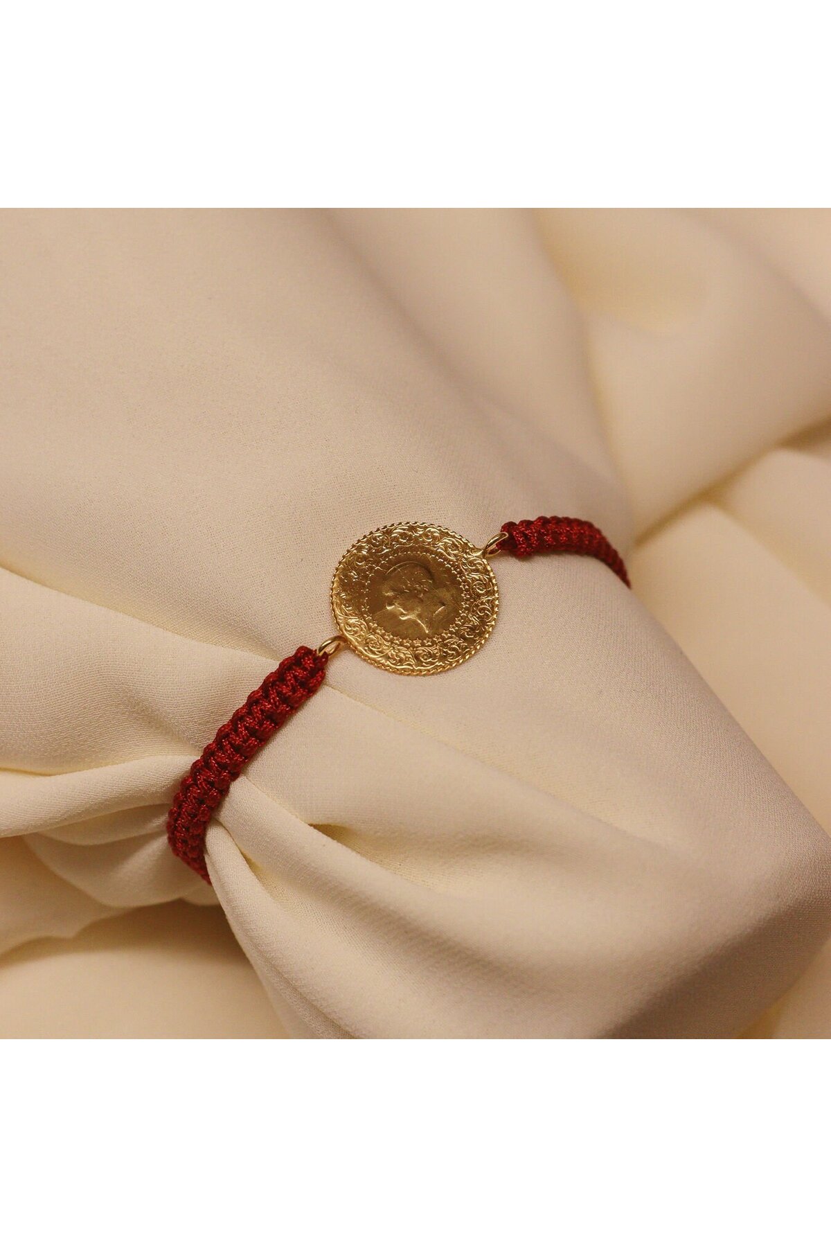 TAHAN MÜCEVHERAT Bordo İpli Çeyrekli Bileklik