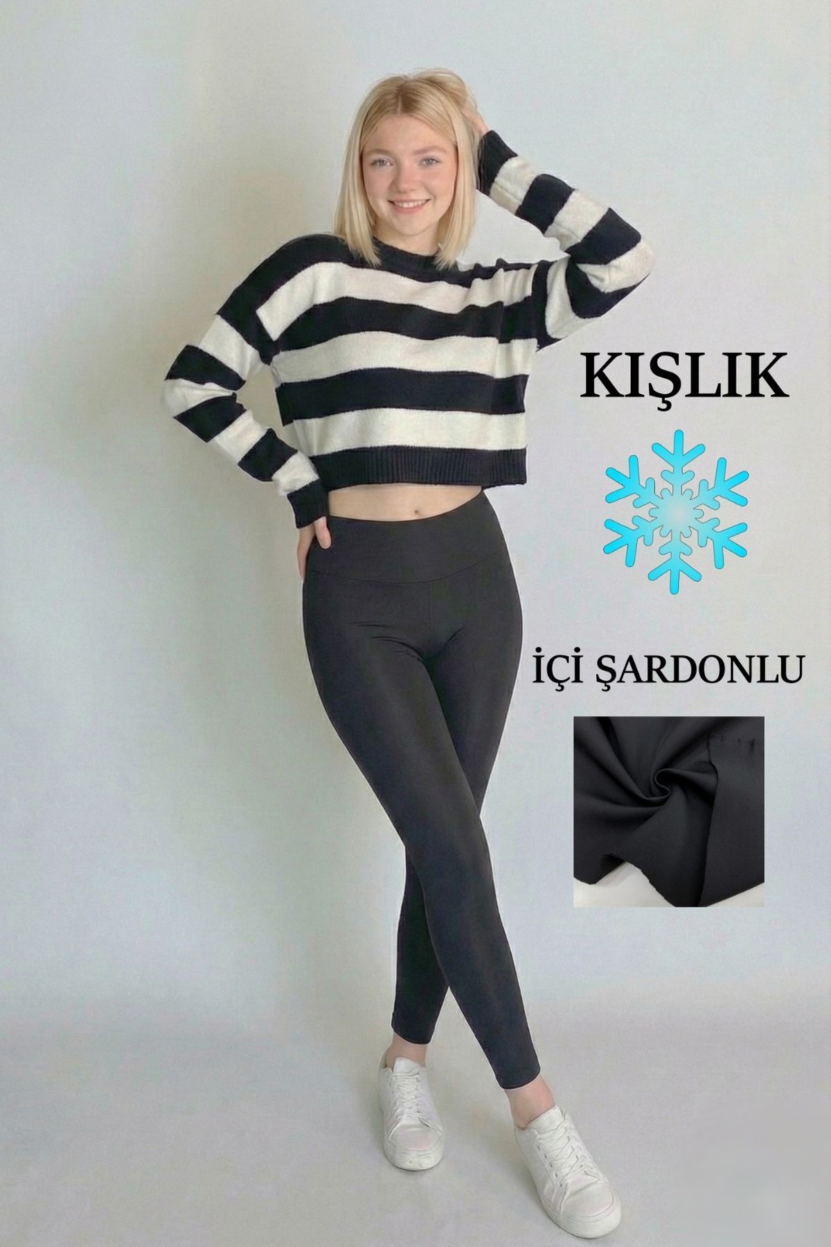 Women's Raised Thick Winter Fleece High Waist Roll-Up Leggings