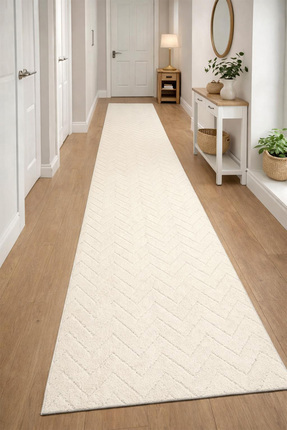 Raschel Carpet Kaymaz Taban Moopy Krem Bukleli Yumuşak Soft Dokuma Yolluk Hal...