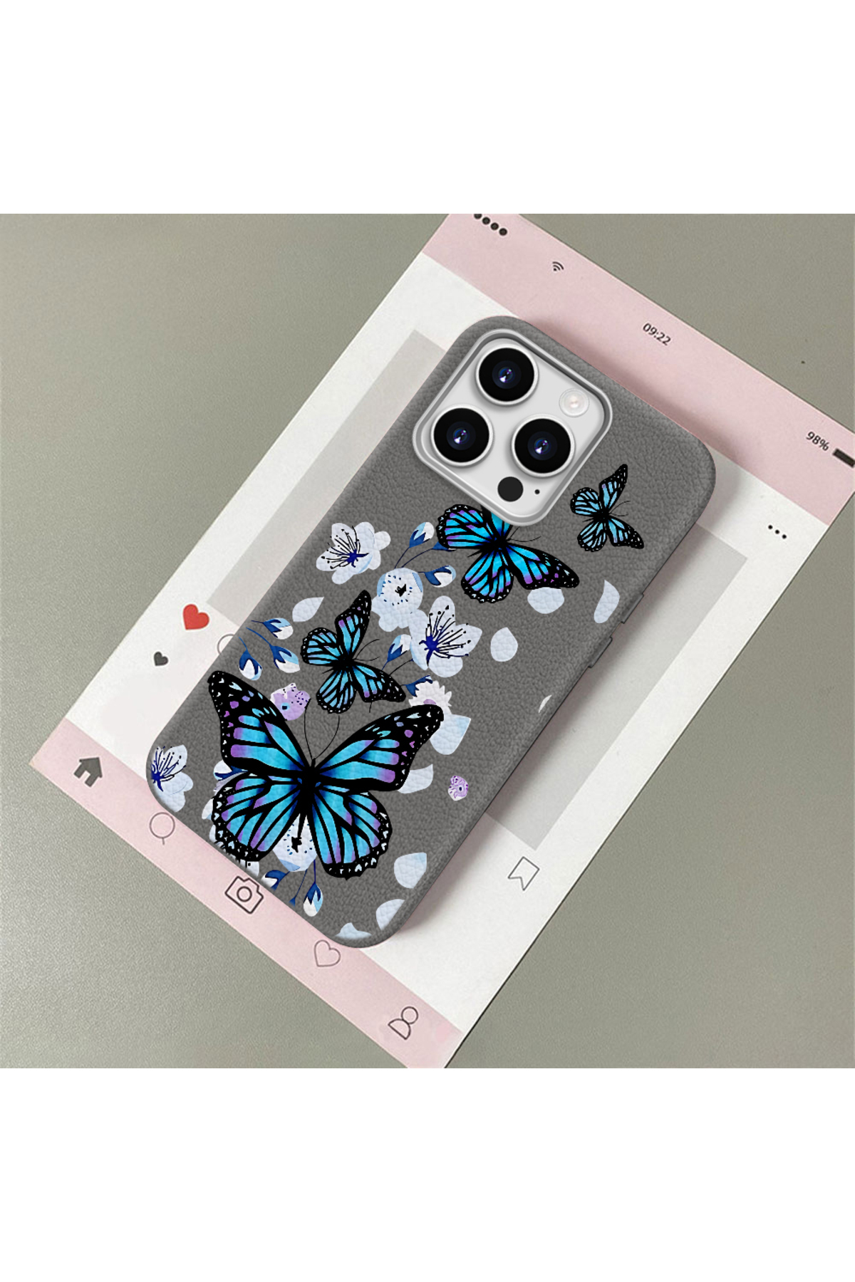iPhone 12 Pro Compatible Leather Texture Anti Fall Soft Silicone Phone Case Butterfly