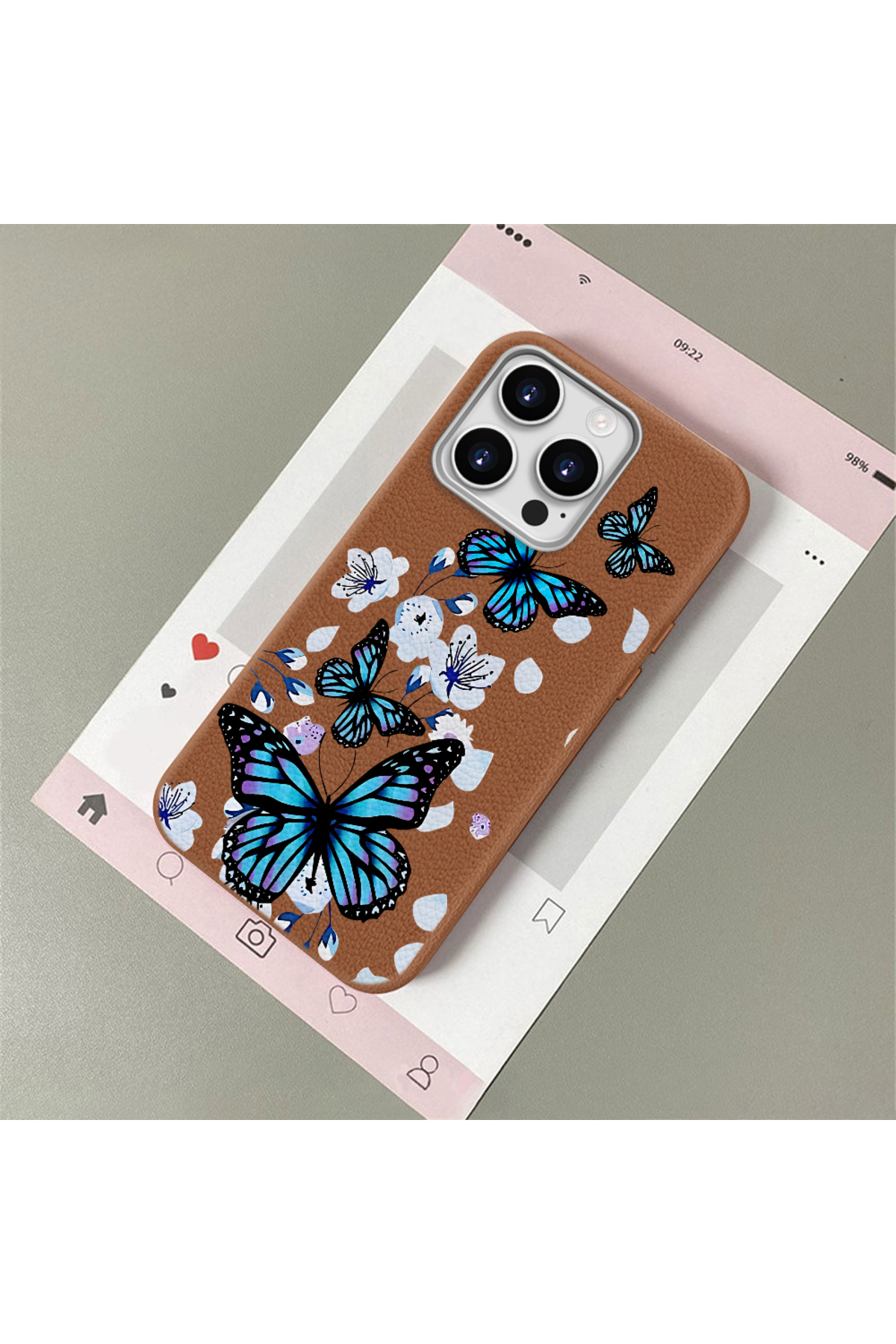 iPhone 12 Pro Compatible Leather Texture Anti Fall Soft Silicone Phone Case Butterfly