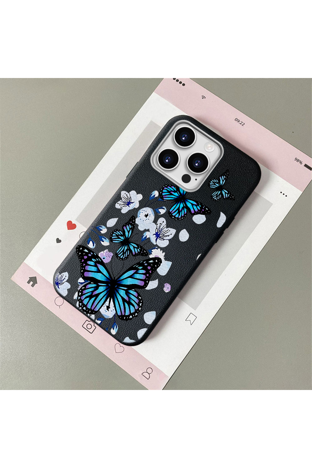 iPhone 12 Pro Compatible Leather Texture Anti Fall Soft Silicone Phone Case Butterfly