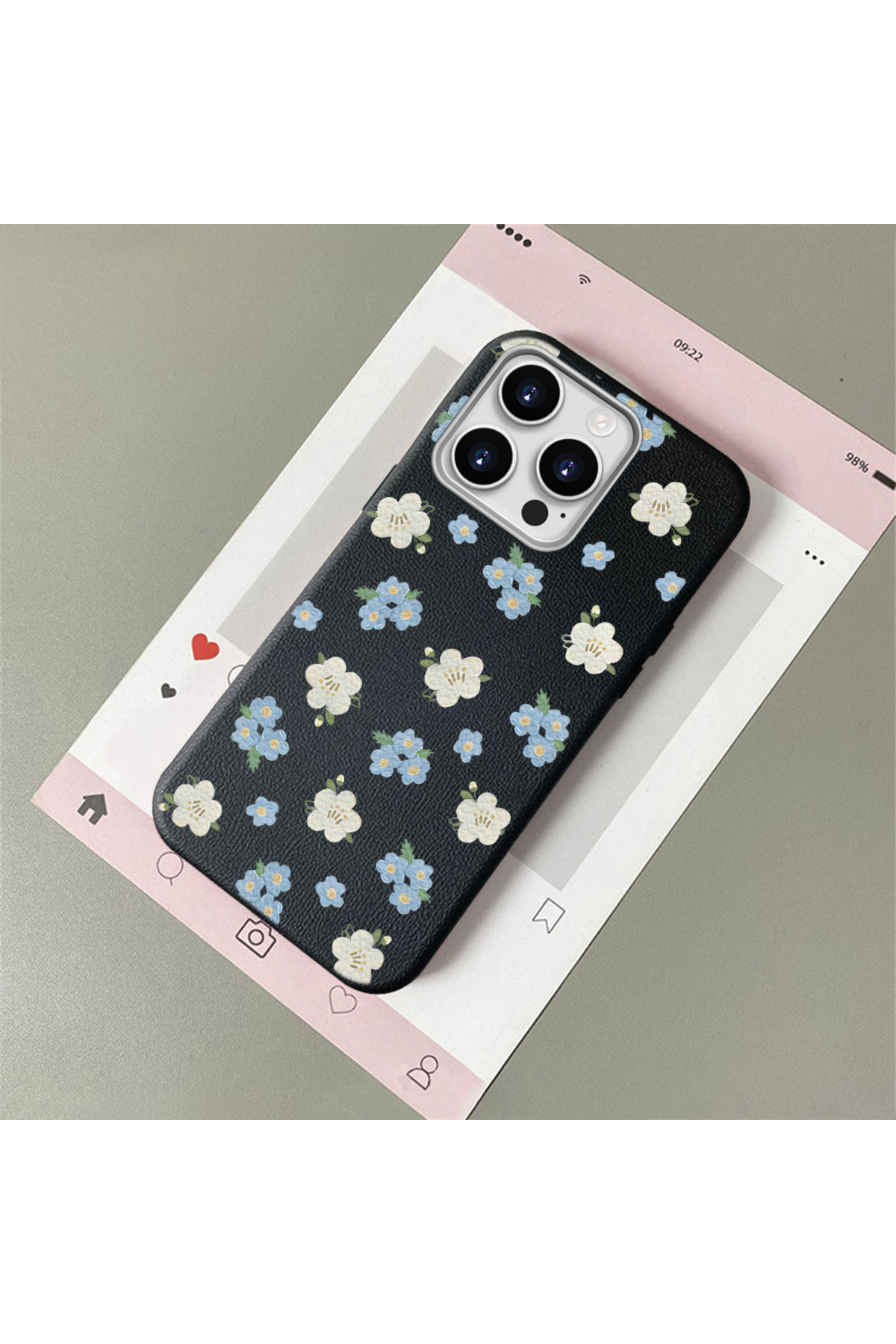 iPhone 12 Pro Compatible Leather Texture Anti Fall Soft Silicone Phone Case Small flower