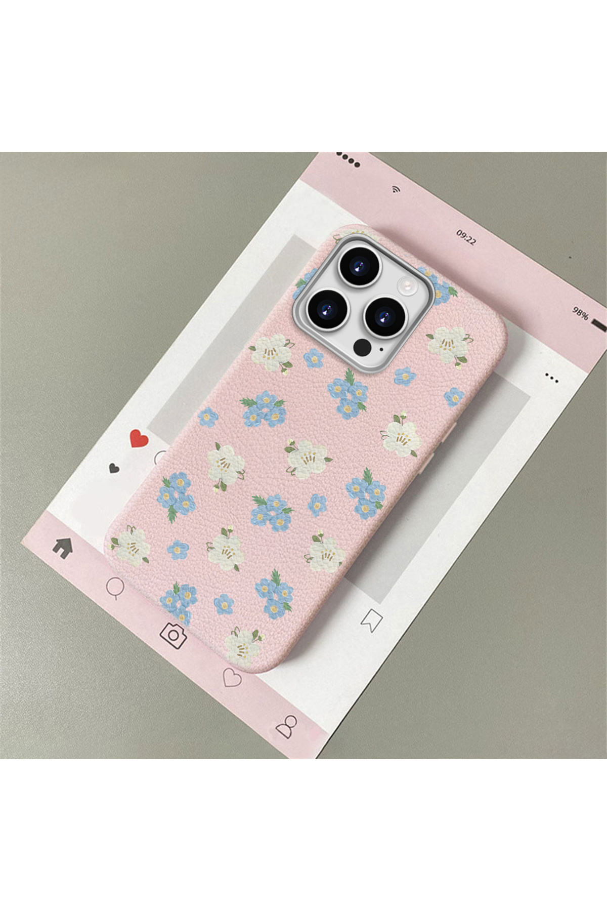 iPhone 12 Pro Compatible Leather Texture Anti Fall Soft Silicone Phone Case Small flower